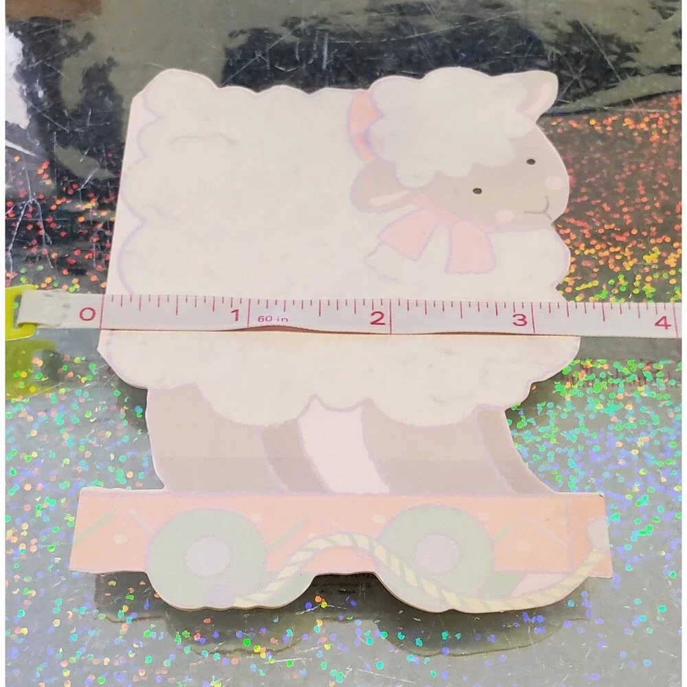 Vtg Birth Announcements Set Of 5 Lamb Pull Toy Baby Girl Hallmark Cards Unused